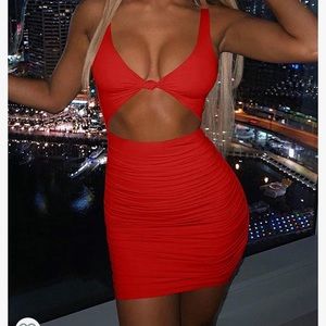 red cut out mini dress body con
